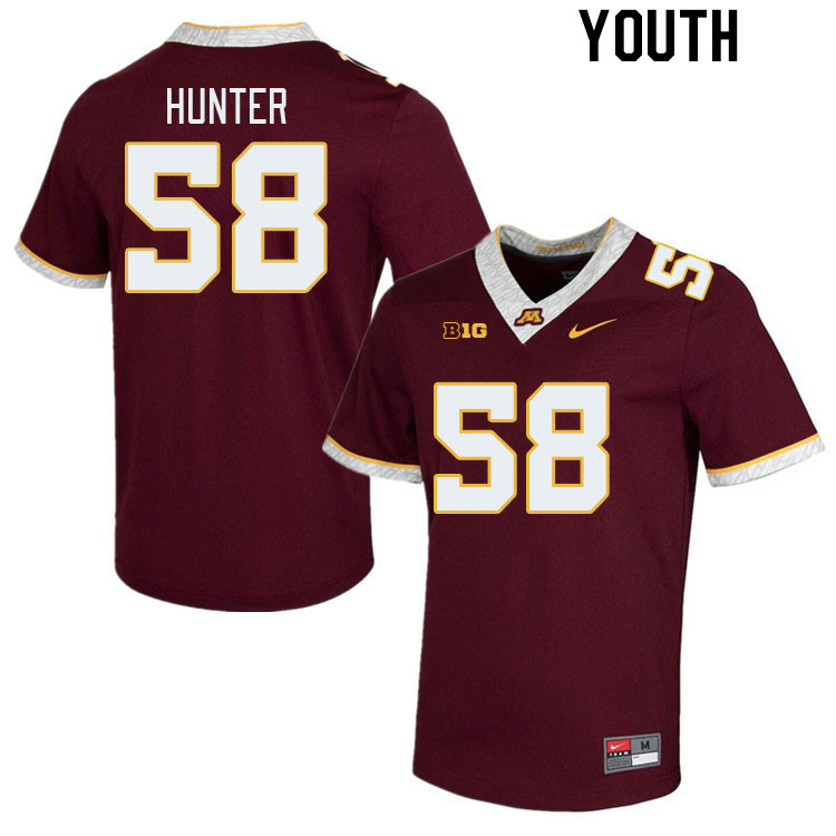 Youth #58 Jackson Hunter Minnesota Golden Gophers College Football Jerseys Stitched-Maroon